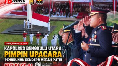 Kapolres Bengkulu Utara Pimpin Upacara Penurunan Bendera Merah Putih HUT RI ke-81