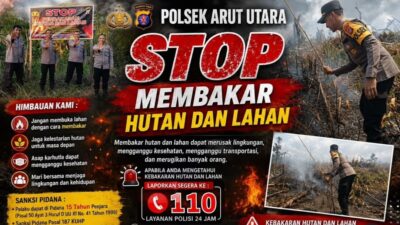 Warning Stop Karhutla, Kapolsek Arut Utara Ajak Masyarakat Cegah Kebakaran Hutan dan Lahan